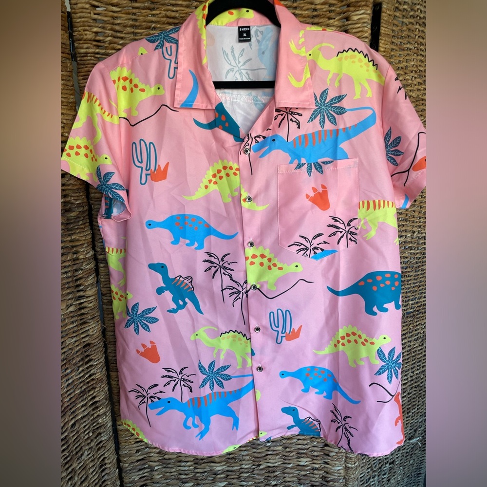 SHEIN dinosaur button up